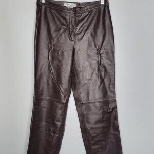 Spiegel Women's Lined Leather Pants Brown Size 4 28 Waist 31.5 Inseam